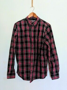 Joe Fresh Traditional Black And Red Plaid Button-Down Shirt